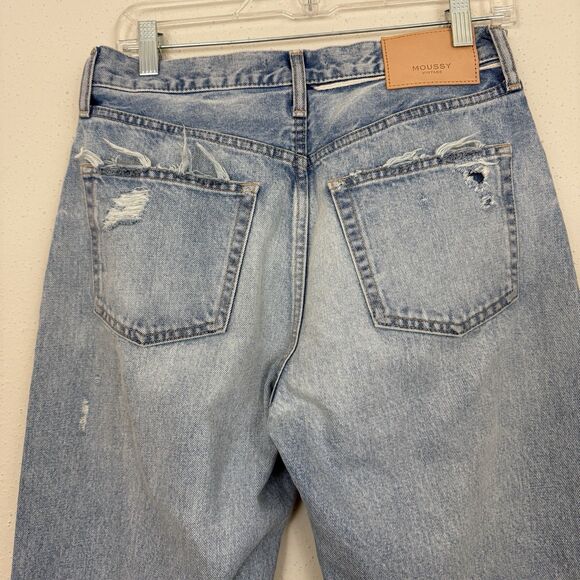 Moussy Vintage Jeans Women Japanese Howa Distressed Sz 28 Light Wash Button Fly - Picture 4 of 15